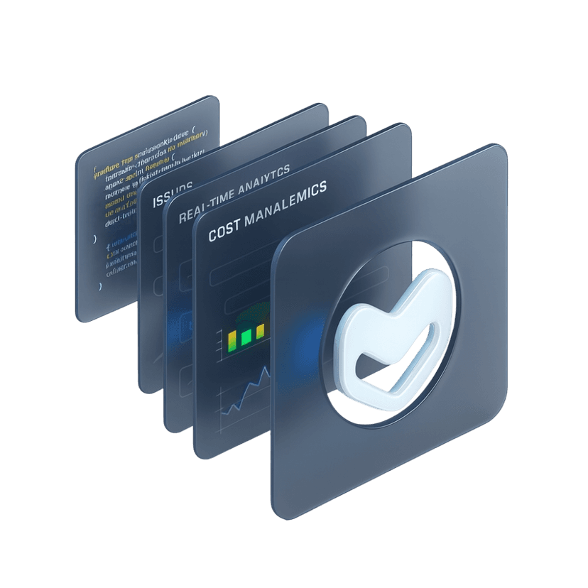 Real-Time Analytics & Cost Management - Illustration showing MegaLLM's unified API gateway connecting to multiple AI providers